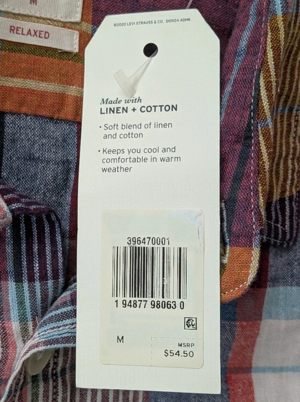 Levi's Shirt Men's Medium Linen Blend Short Sleeve Button Down NWT